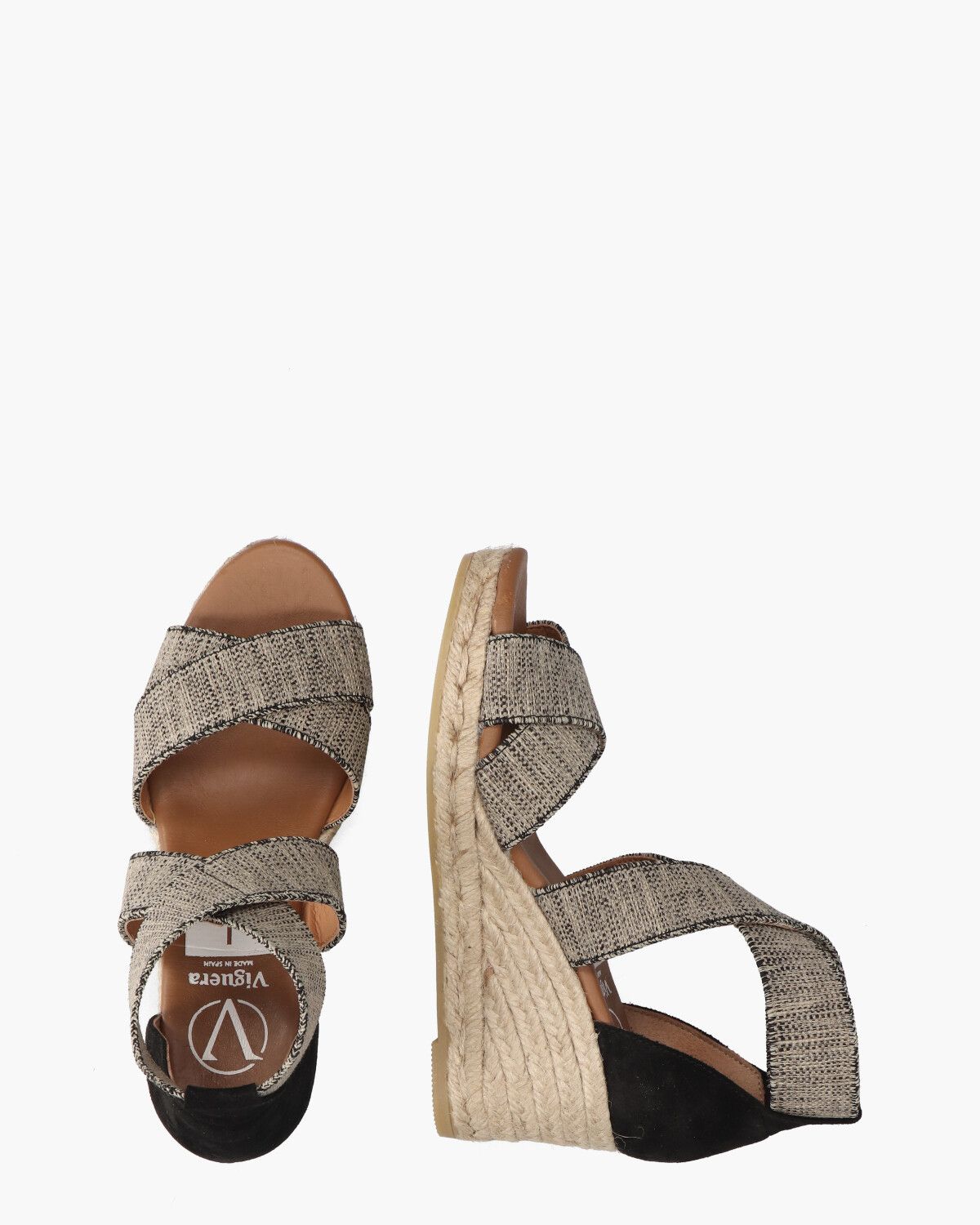 2107 Zwart/Beige Damessandalen