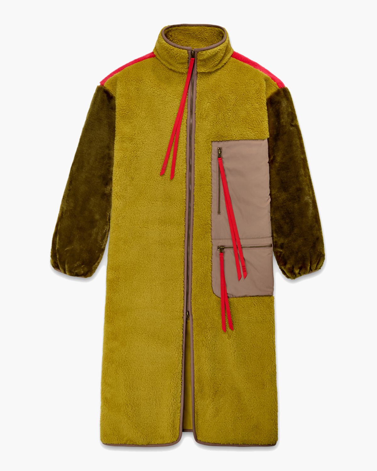 Marlene Sherpa Jacket Long Coat Okergeel/Multicolor Damesjas