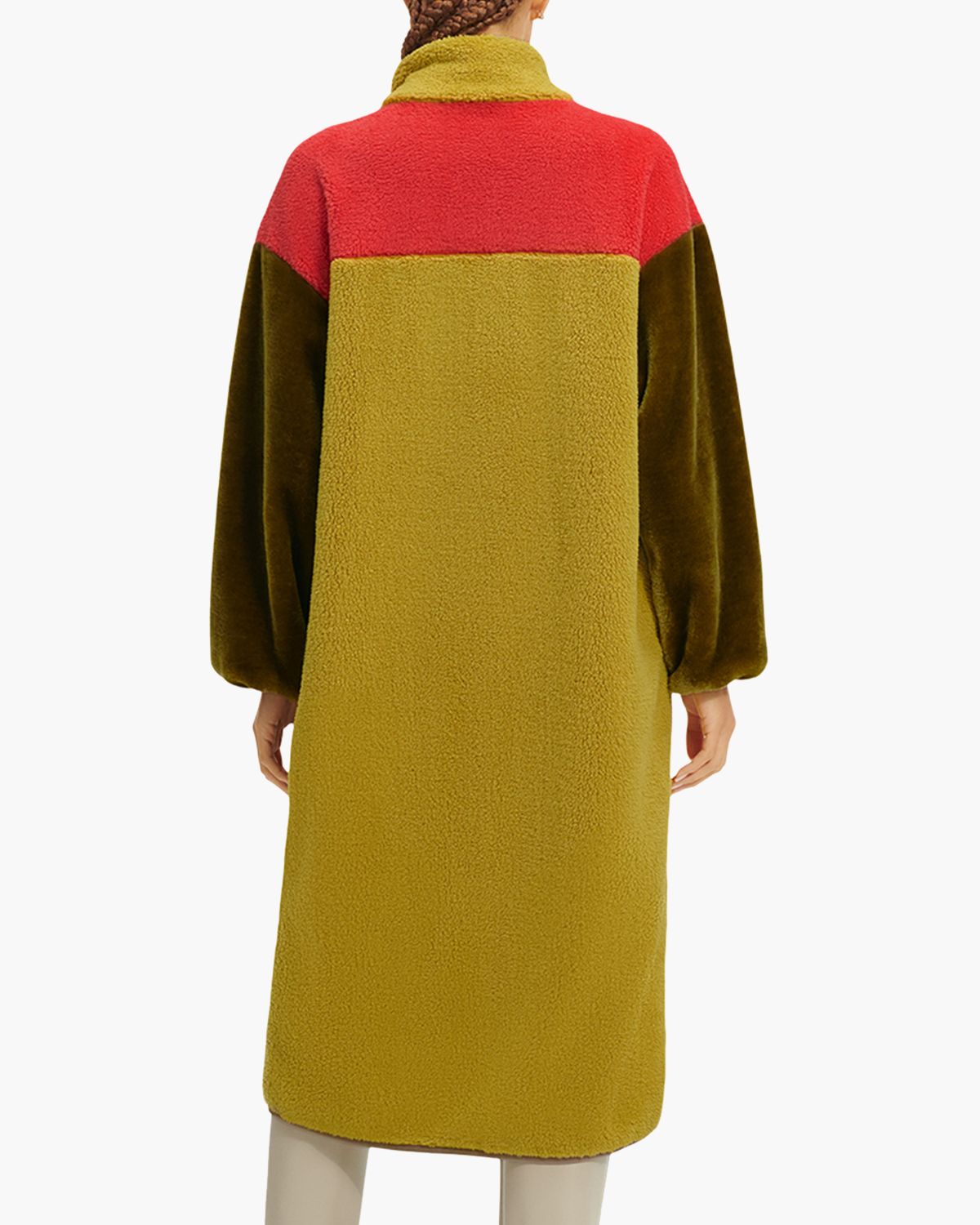Marlene Sherpa Jacket Long Coat Okergeel/Multicolor Damesjas