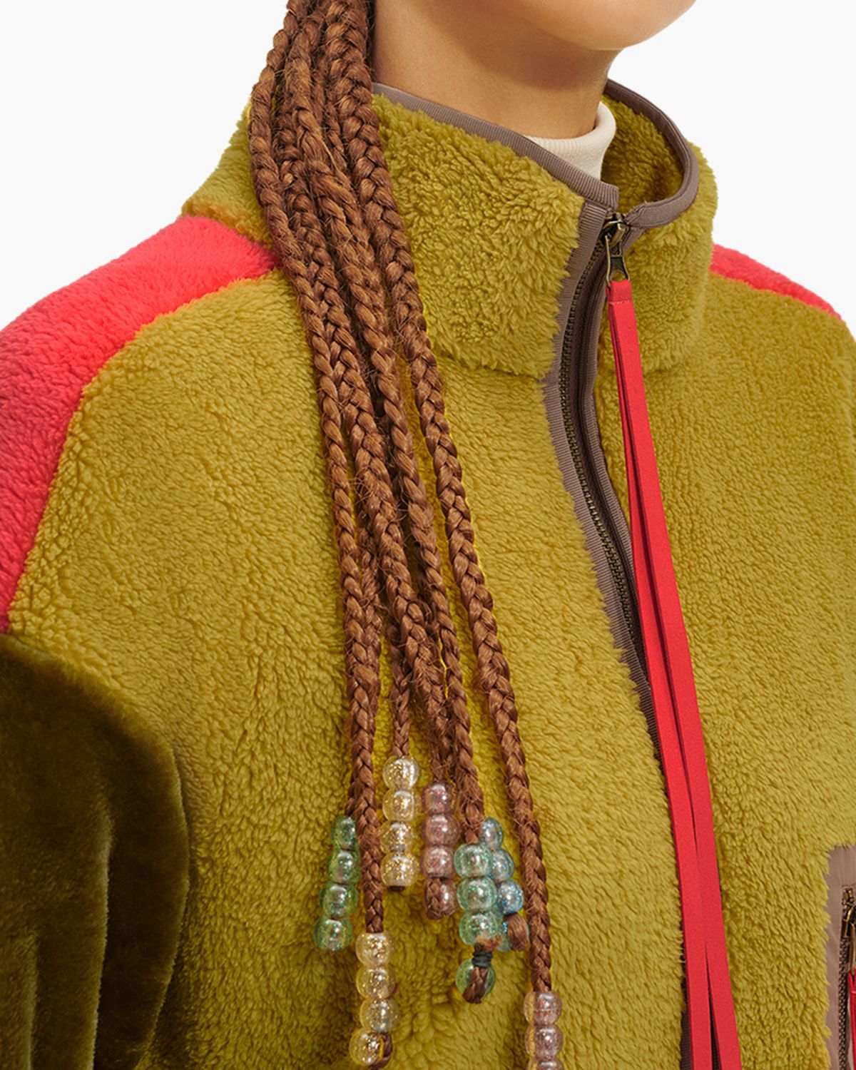 Marlene Sherpa Jacket Long Coat Okergeel/Multicolor Damesjas