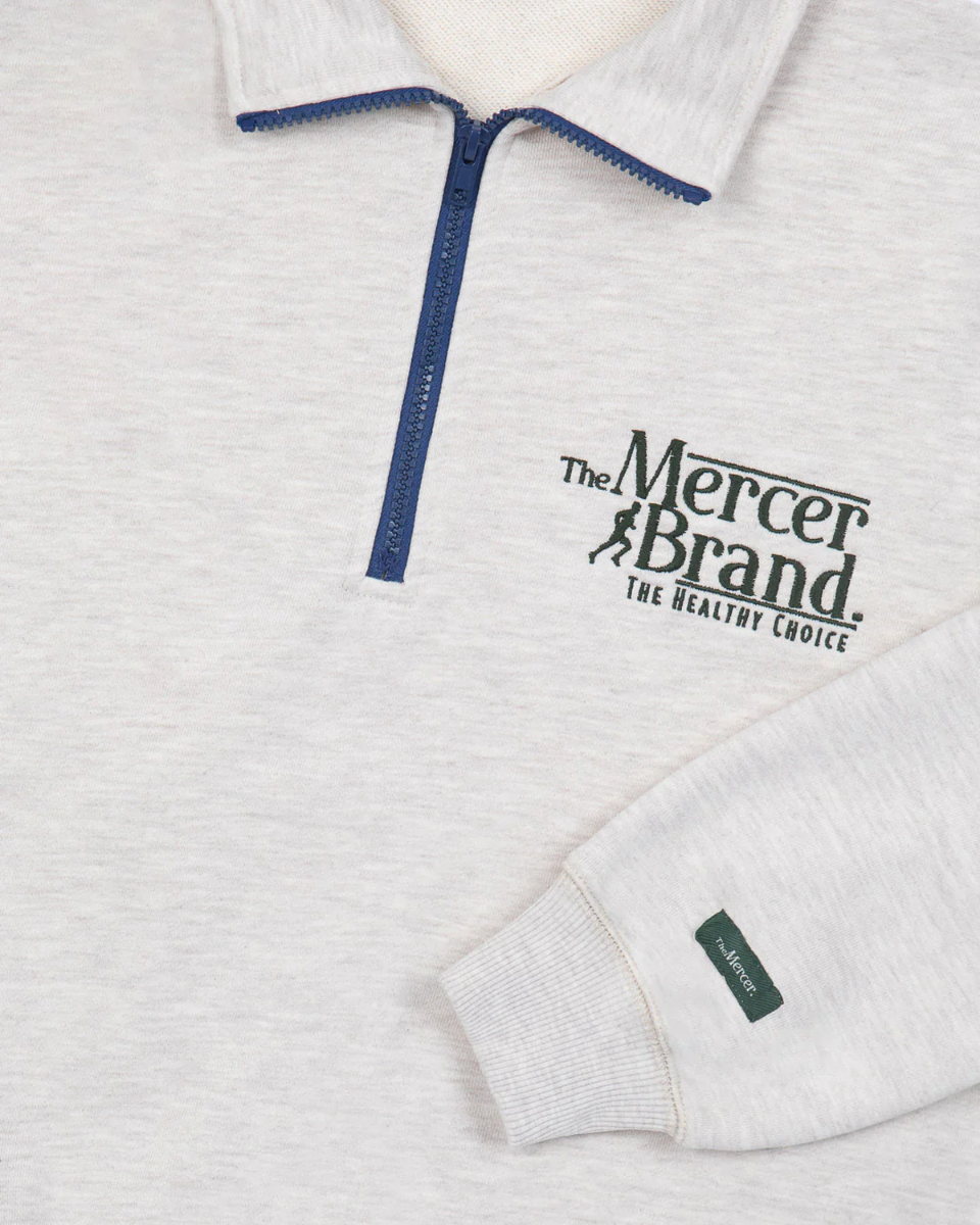 The Mercer Brand Quarter Zip Off-White/Lichtgrijs Sweater