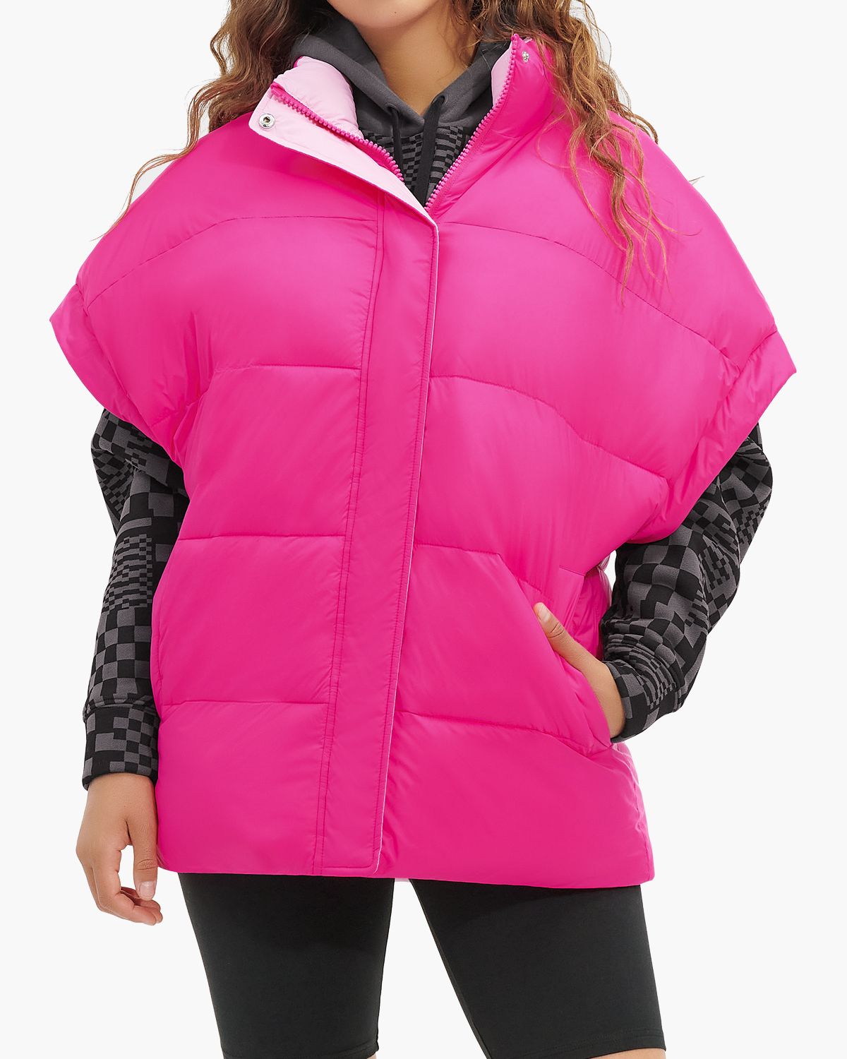 Sydnee Reversible Puffer Vest Neonroze Damesbodywarmer