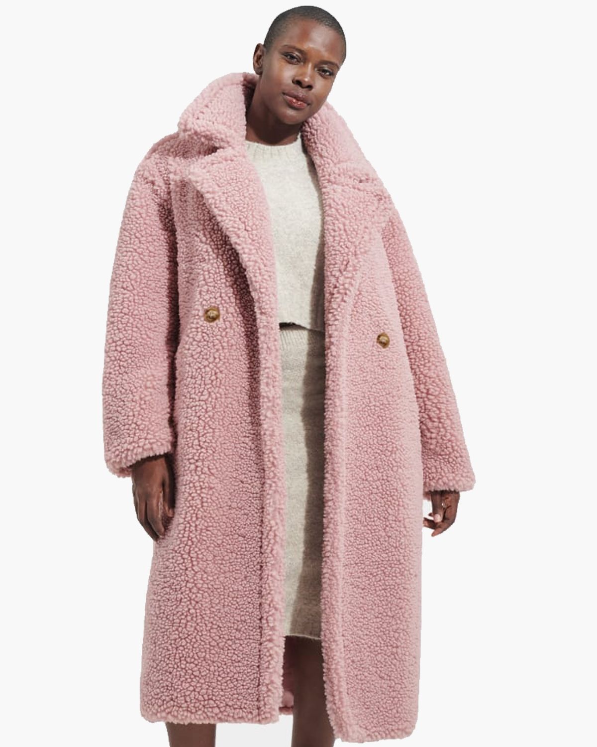 Ugg Gertrude Long Teddy Coat Roze Damesjas Van Arendonk