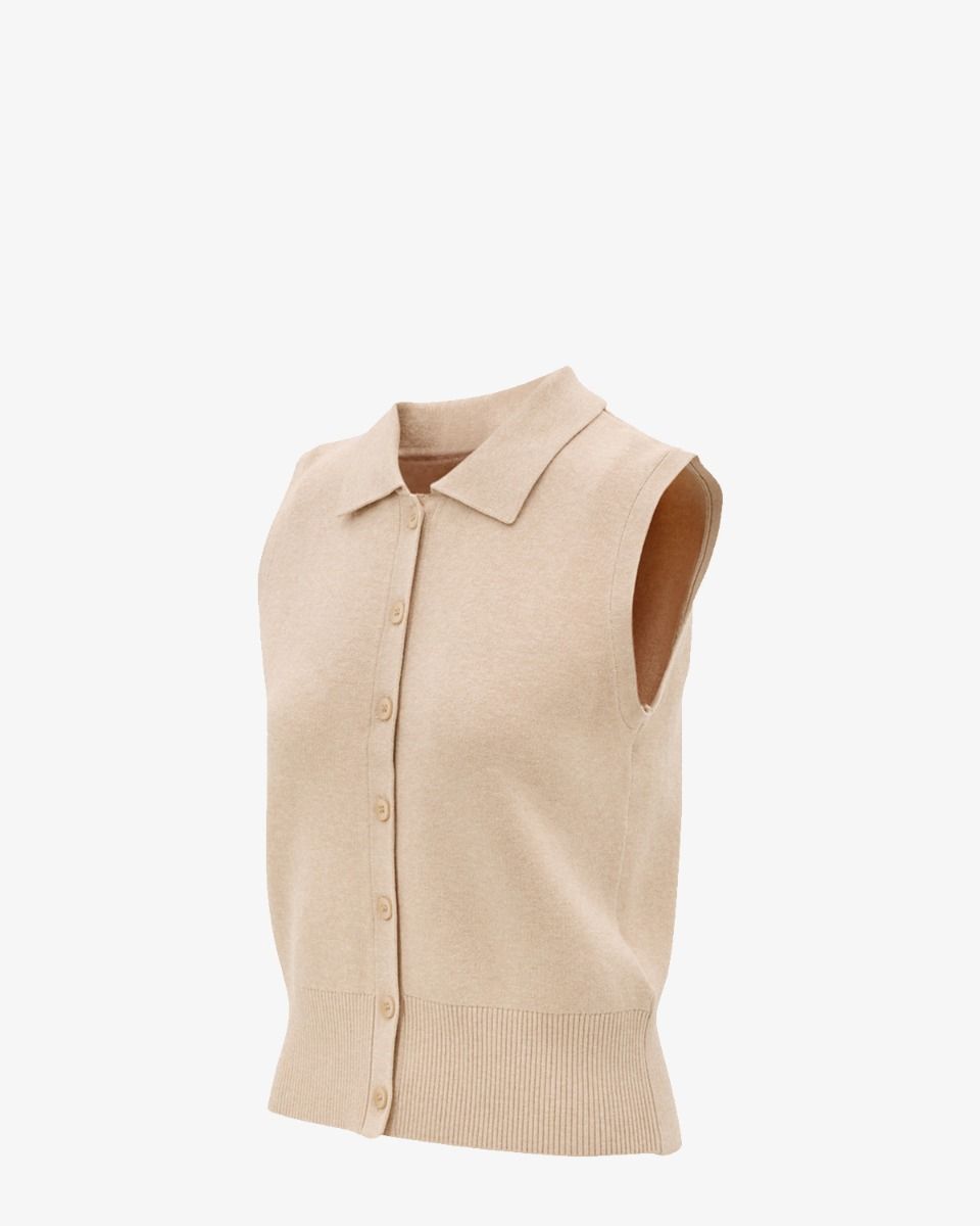 Olly Sleeveless Cardi Beige Damesvest