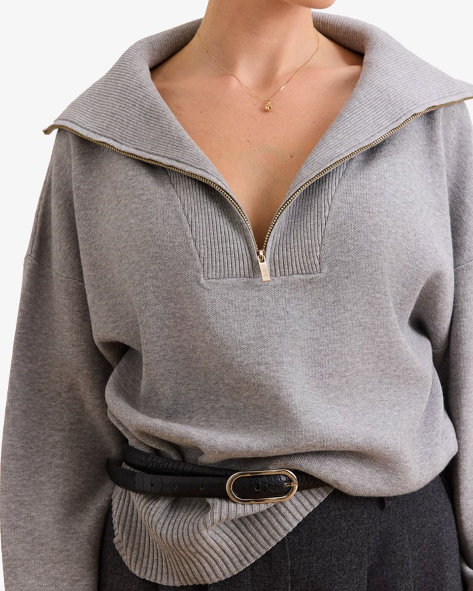 Olly Half Zip Knit Sweater Grijs Damestrui