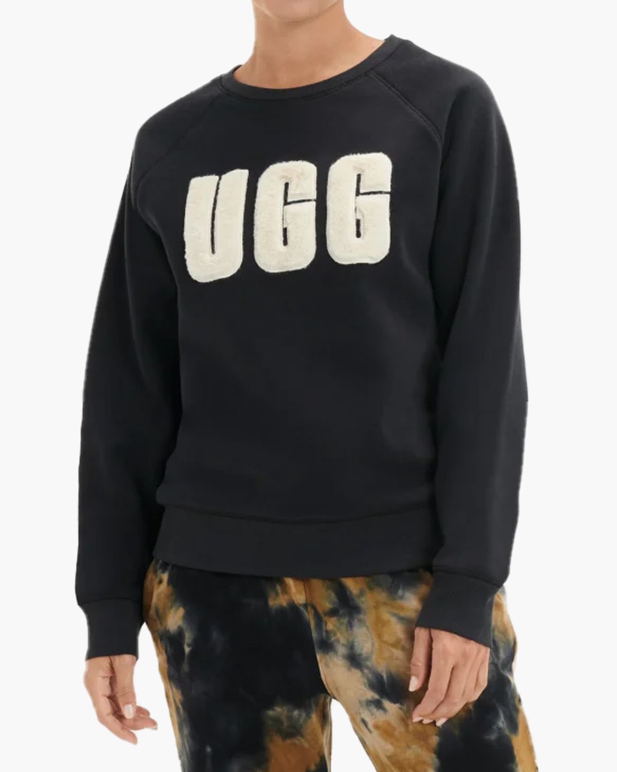 Madeline Fuzzy Logo Crewneck-Top Black/Cream Damessweater