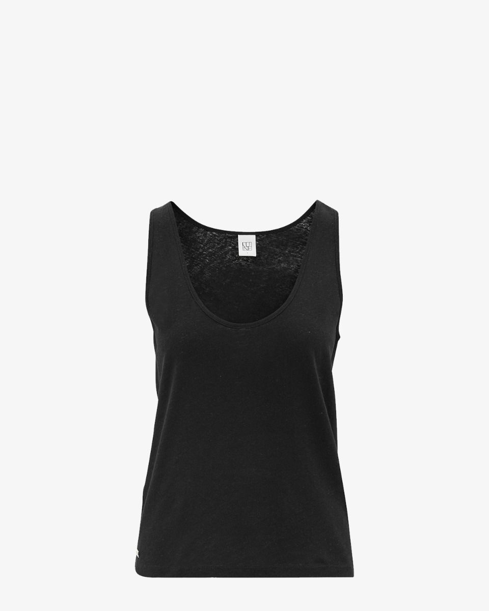 Noa Linen Tank Zwart Dames Top