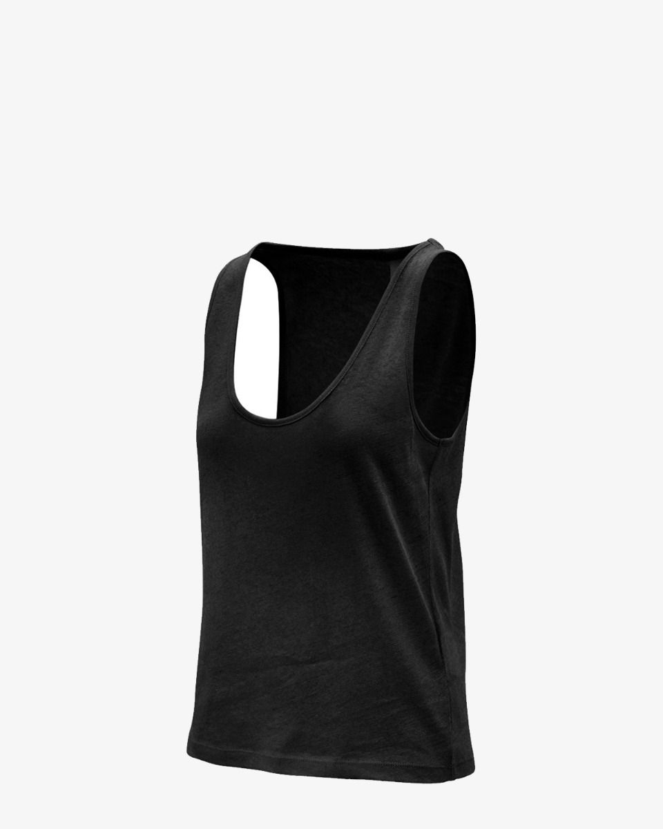 Noa Linen Tank Zwart Dames Top