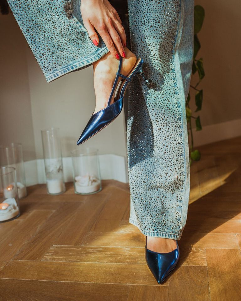 Carmen Blauw Dames Slingbackpumps