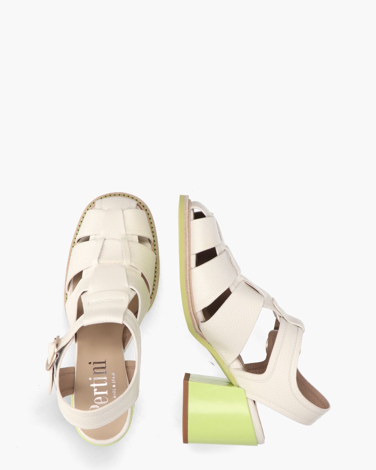 32621 Off-White/Groen Damessandalen