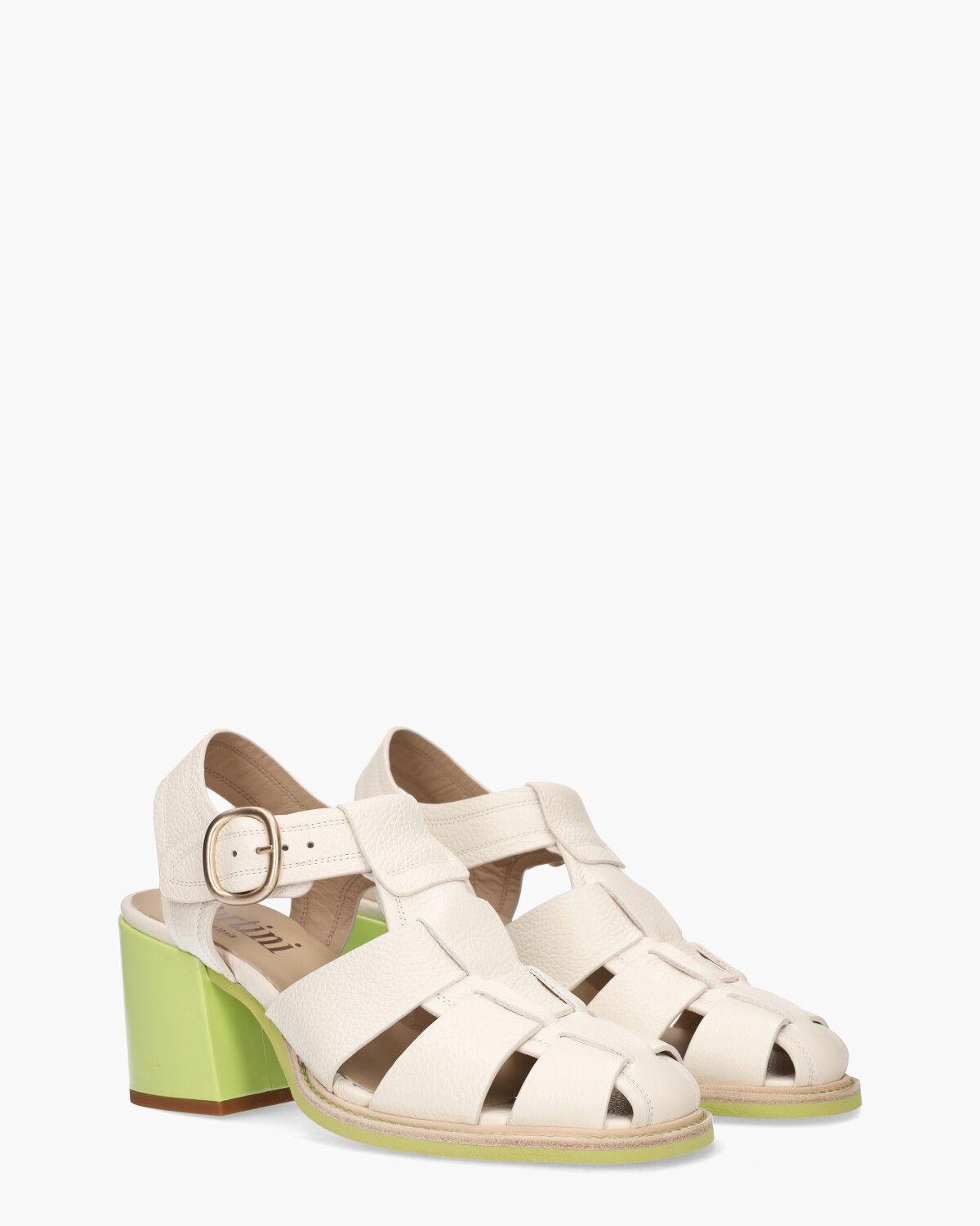 32621 Off-White/Groen Damessandalen