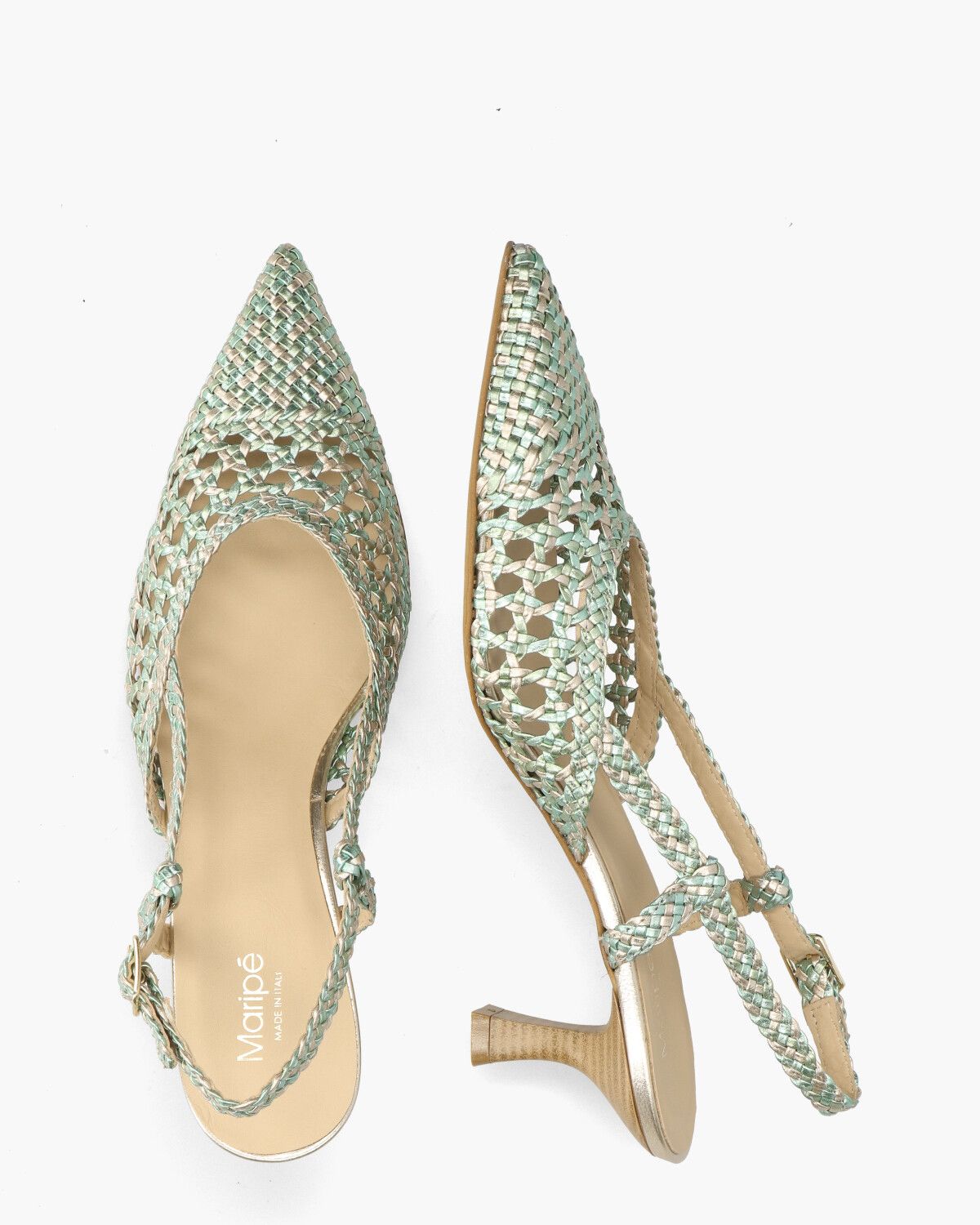 Lavanda Lichtgroen/Beige Dames Slingbackpumps