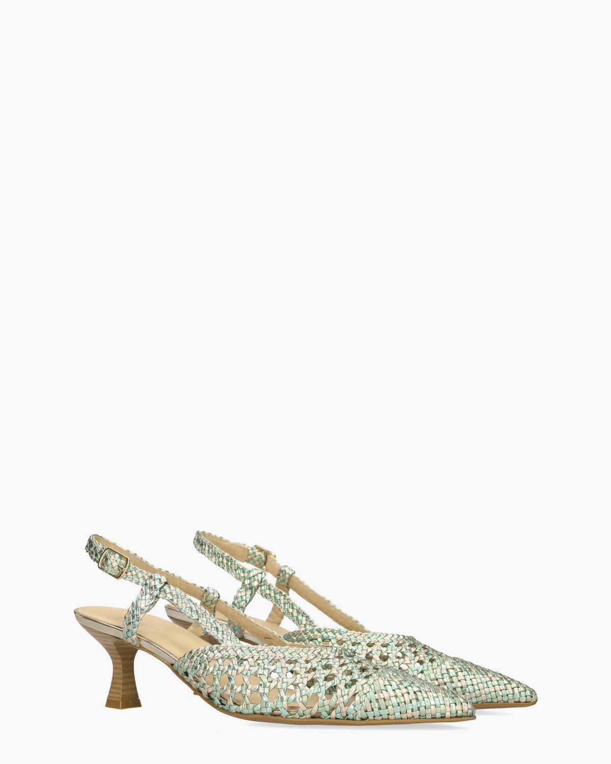 Lavanda Lichtgroen/Beige Dames Slingbackpumps