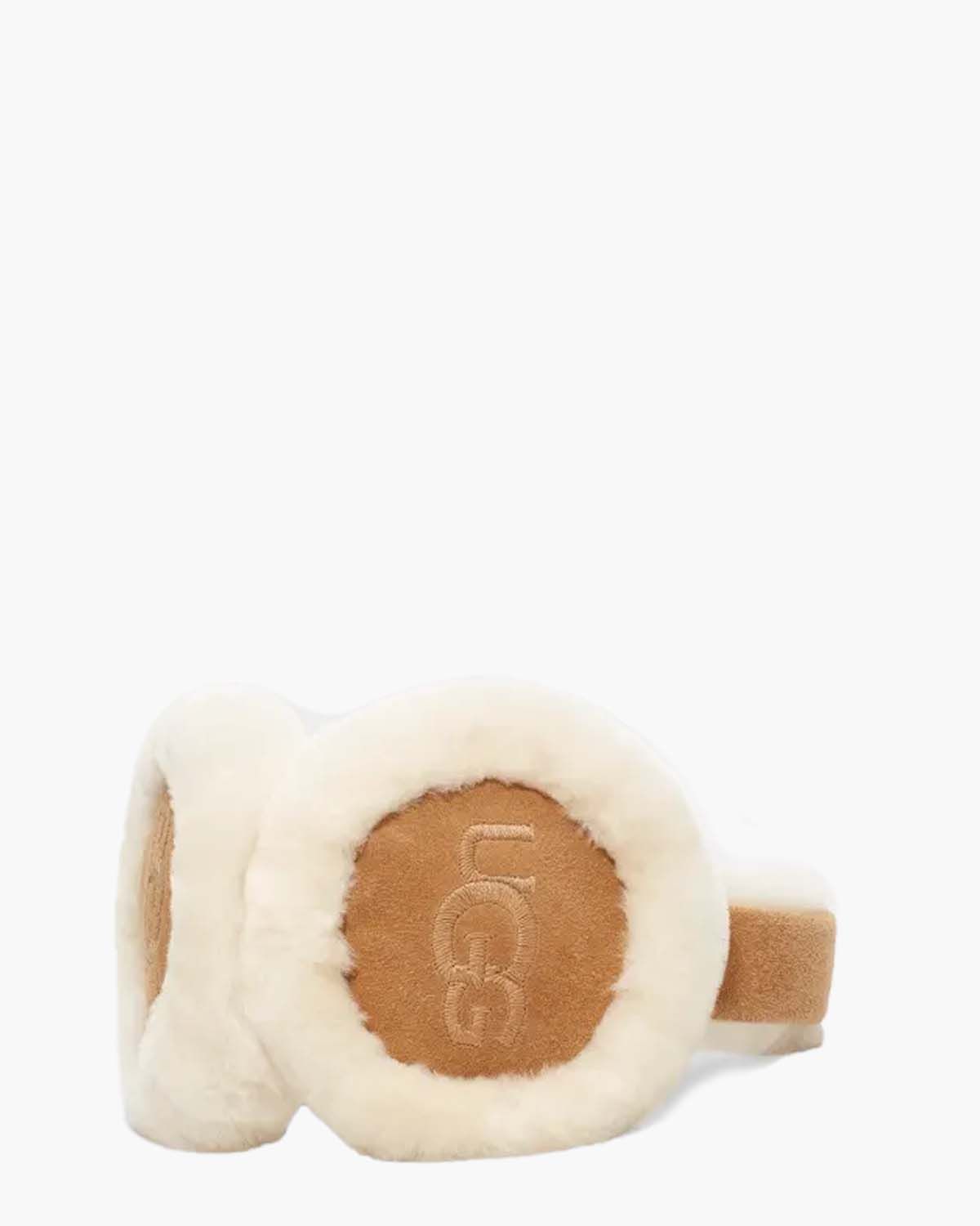 Sheepskin Embroidery Earmuff Chestnut Dames Oorwarmers