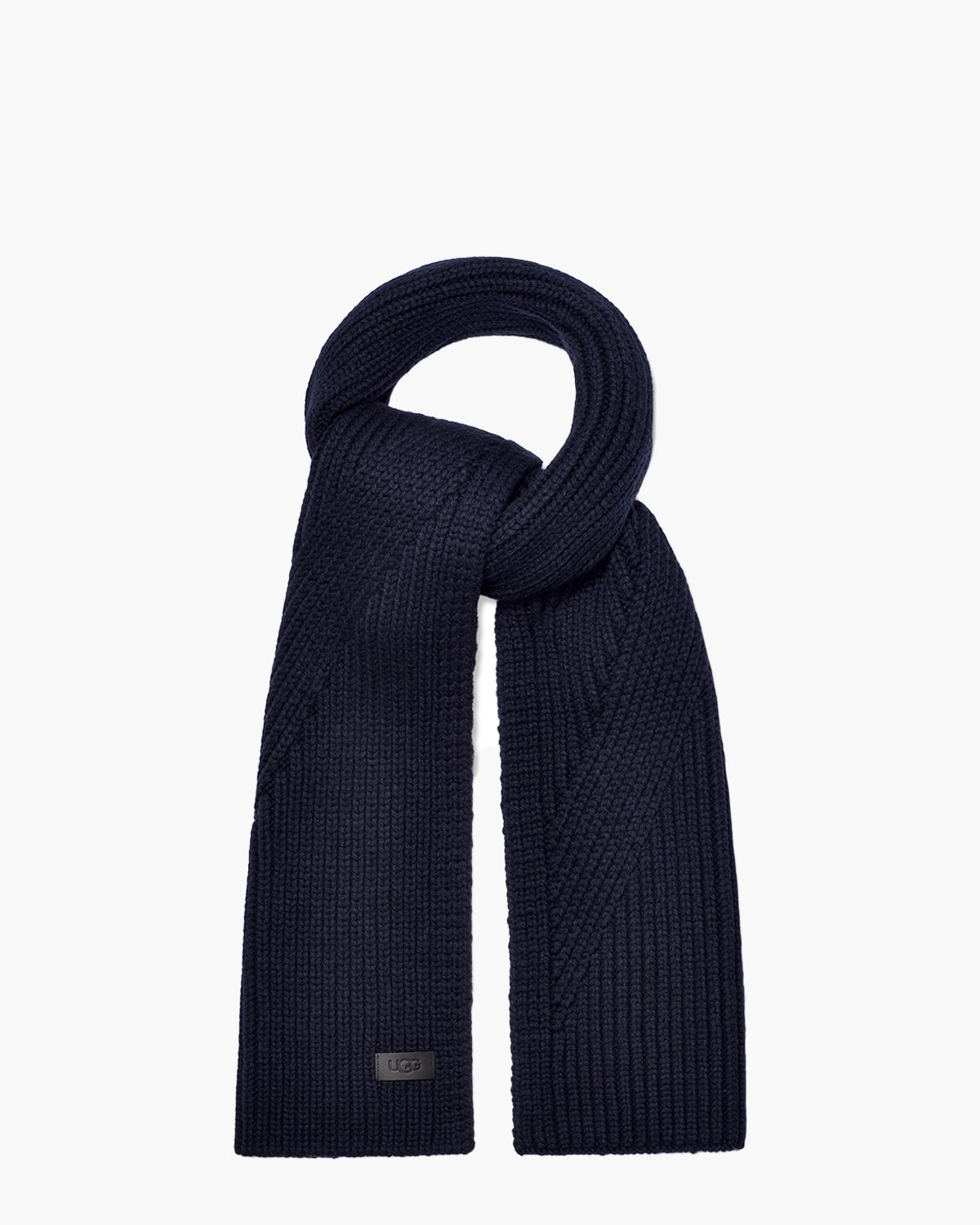 Ribbed Knit Stripe Scarf Navy Sjaal