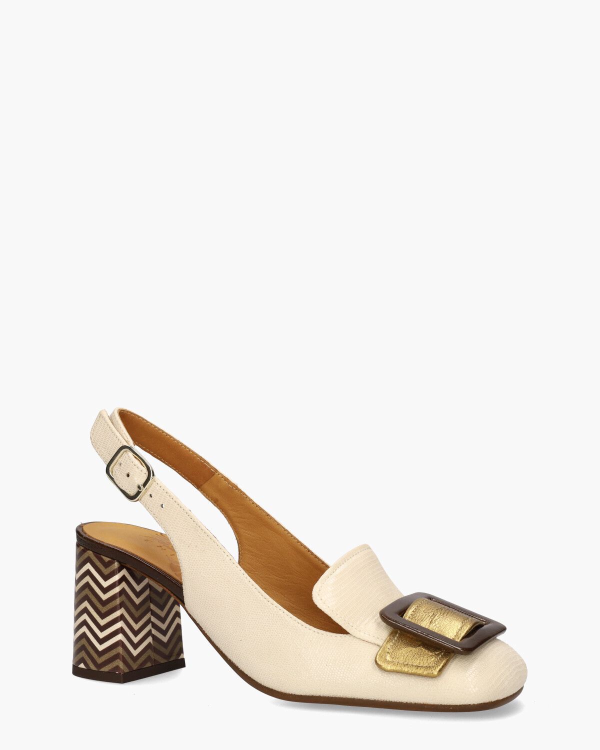 Rema Ecru/Multicolor Dames Slingbackpumps