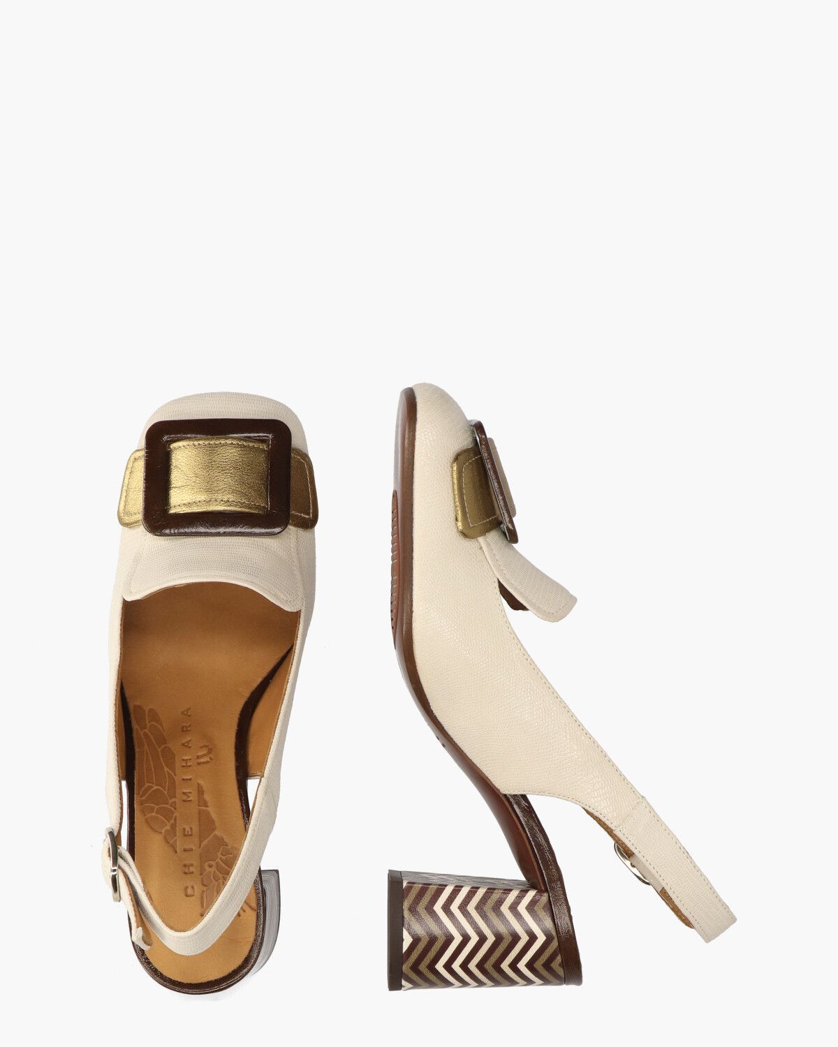 Rema Ecru/Multicolor Dames Slingbackpumps