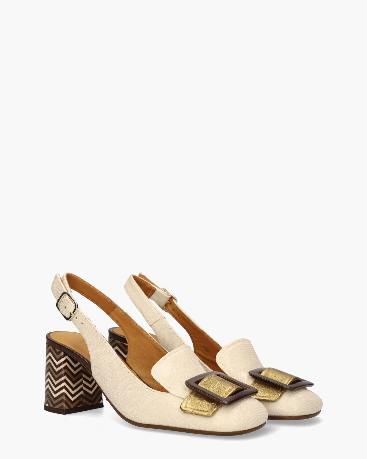Rema Ecru/Multicolor Dames Slingbackpumps