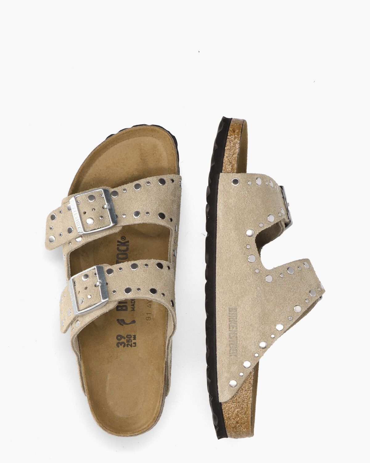 Arizona Rivet Taupe Damesslippers