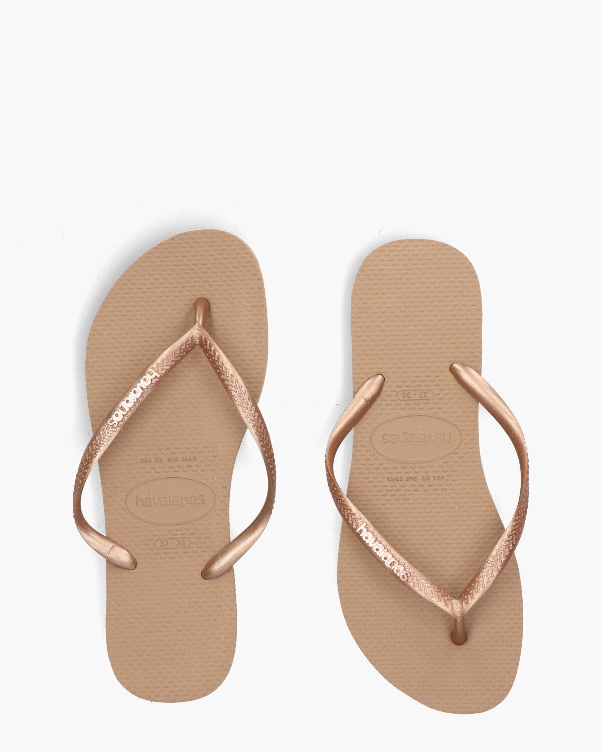 Slim Logo Metallic Roségoud Damesslippers