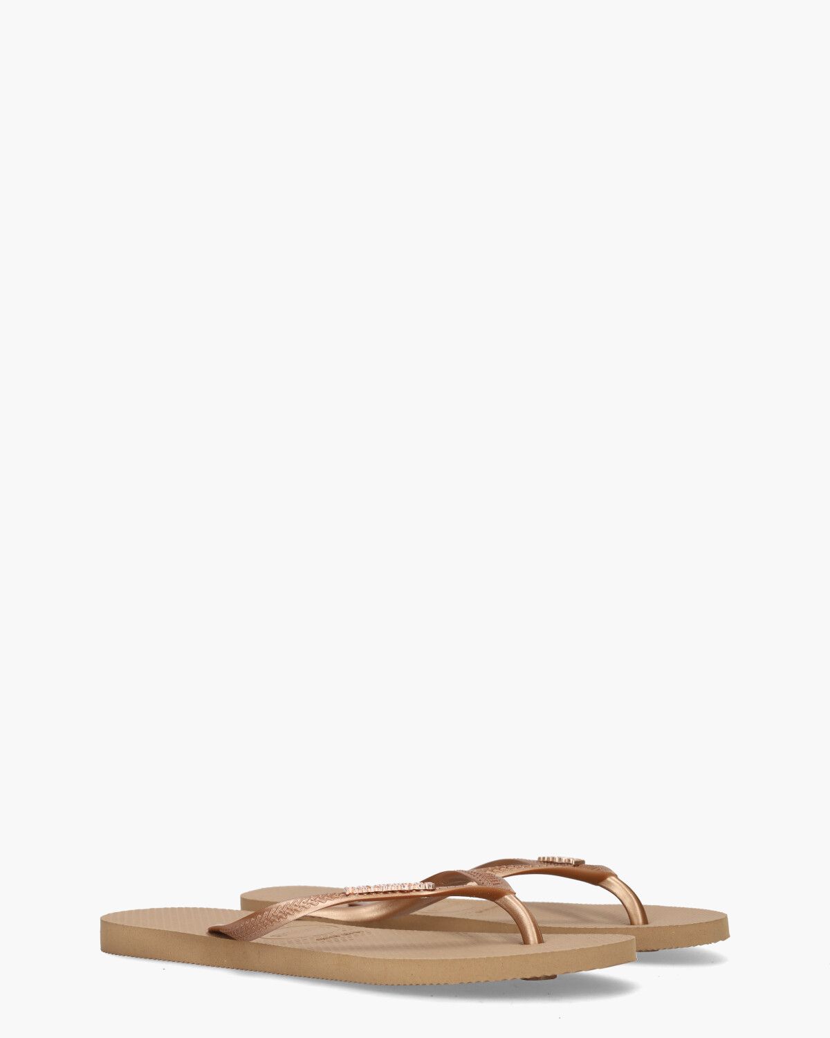 Slim Logo Metallic Roségoud Damesslippers