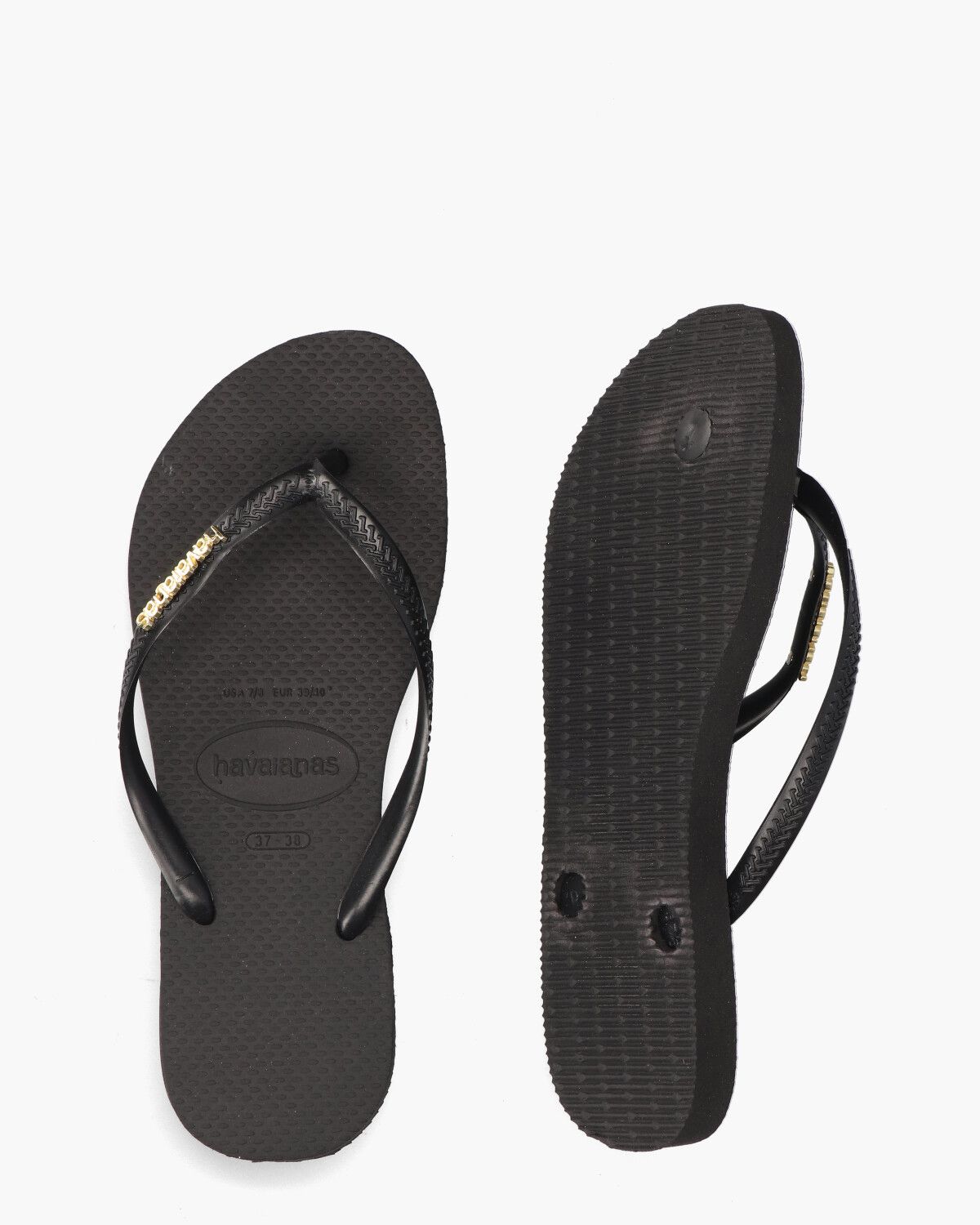 Slim Logo Metallic Zwart Damesslippers