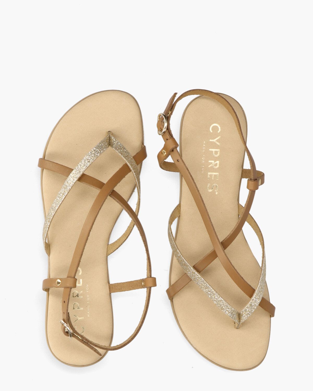 Tippy Cognac/Goud Damesslippers