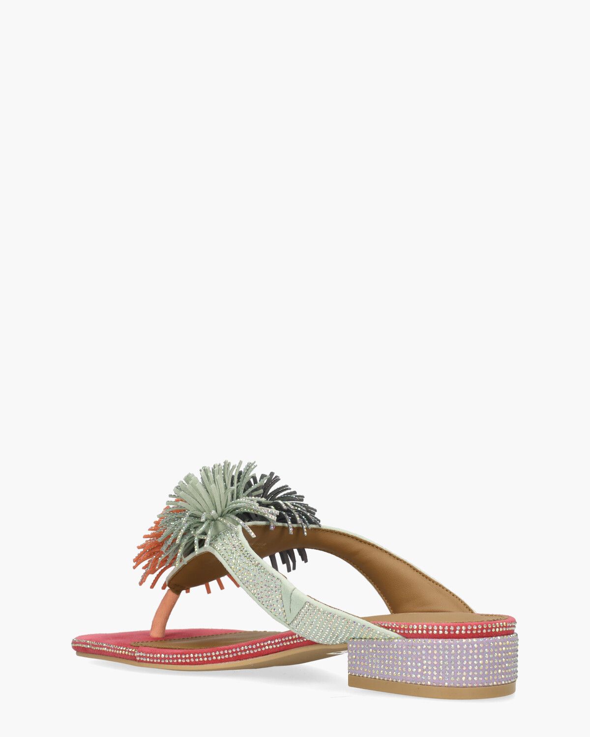 Pom Pom T-Bar Flat Sandal Multicolor Damessandalen