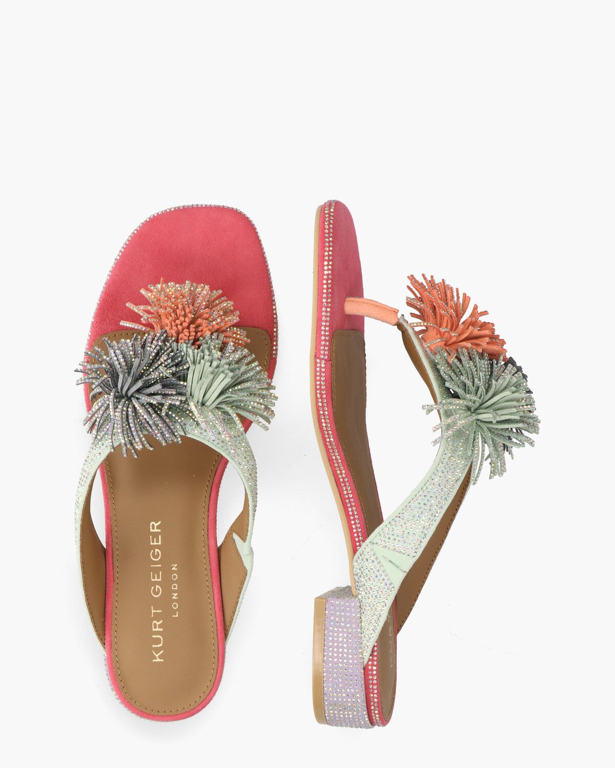 Pom Pom T-Bar Flat Sandal Multicolor Damessandalen