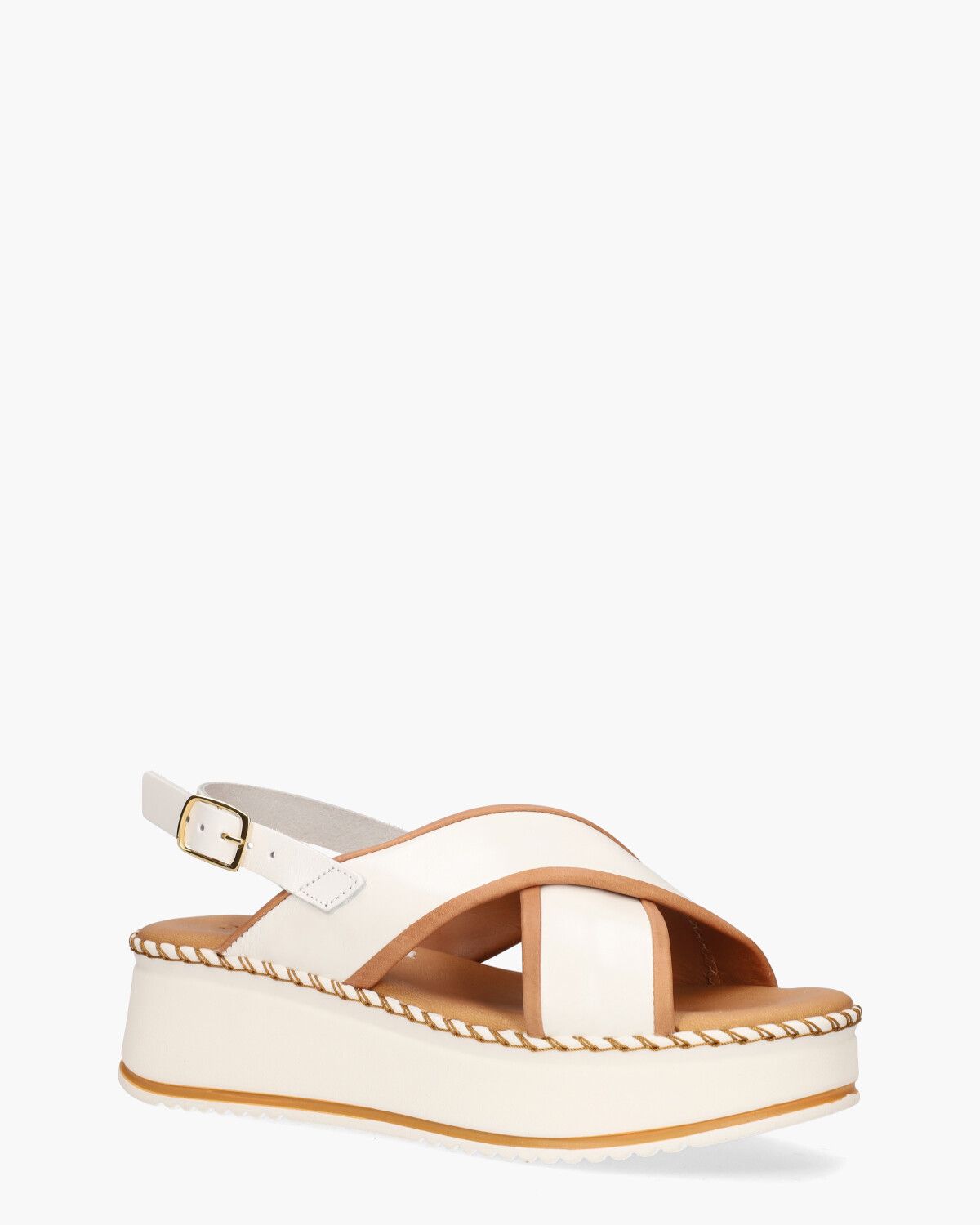 Ryela Wit/Cognac Damessandalen