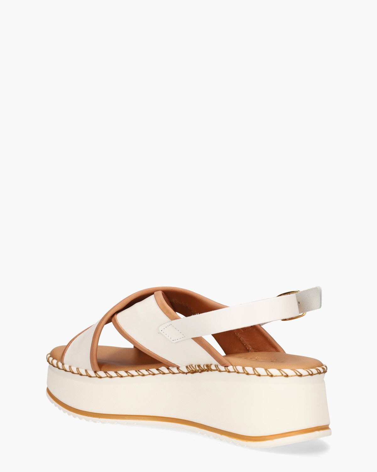 Ryela Wit/Cognac Damessandalen