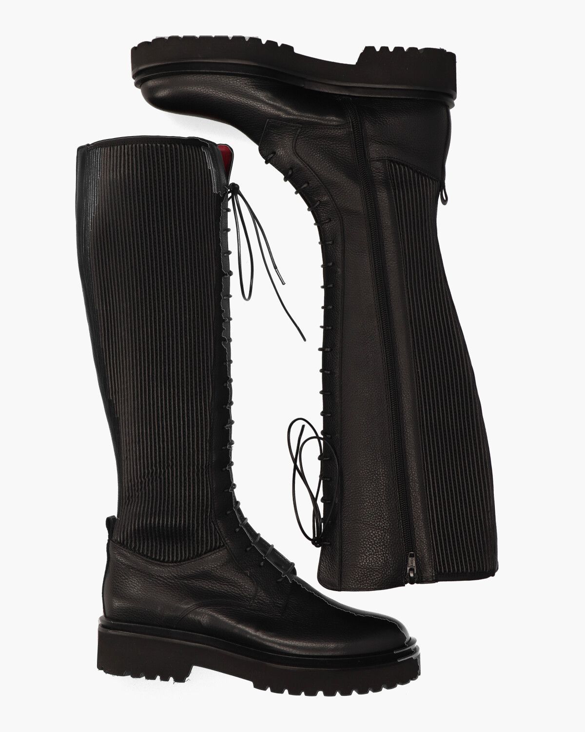 12011 Zwart Dames Veterboots