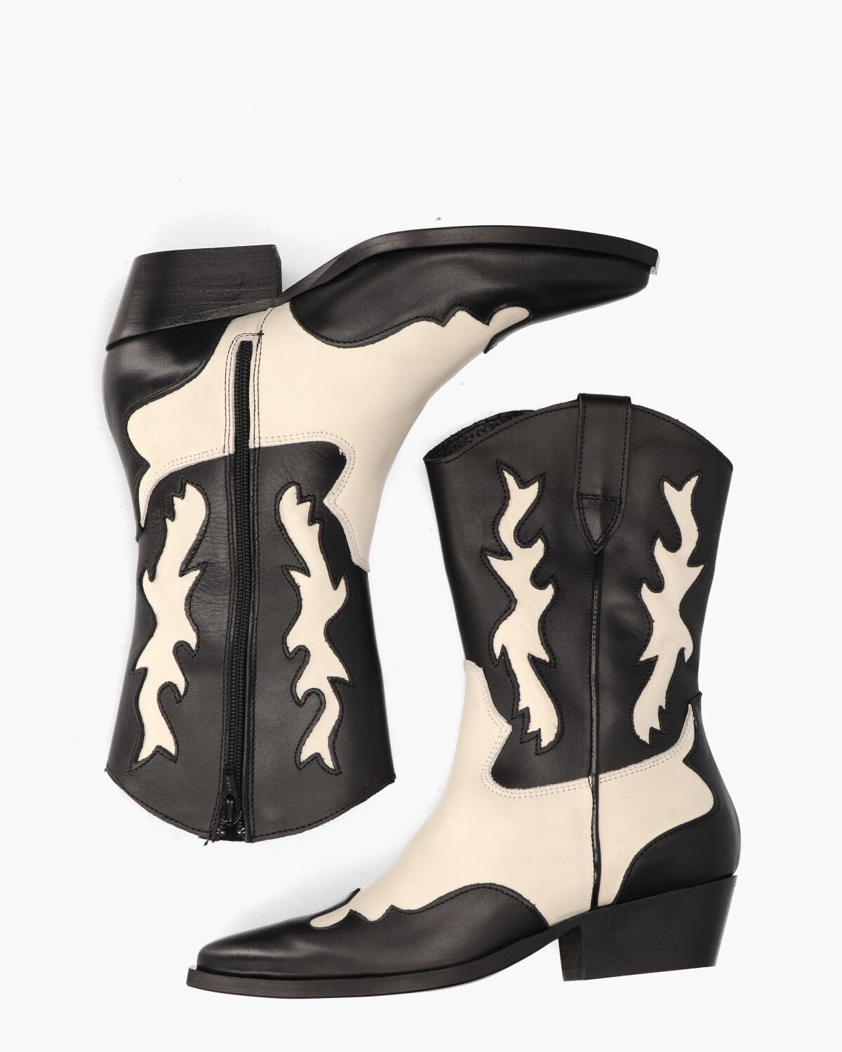 Tory 1-A Zwart/Off-White Damesboots
