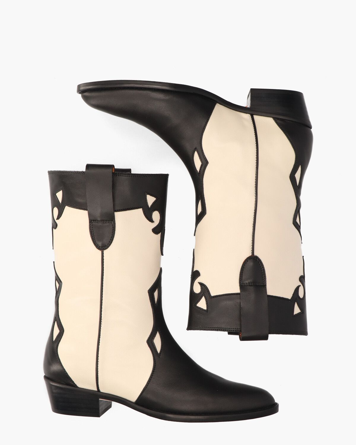 TL-12765 Off-White/Zwart Damesboots