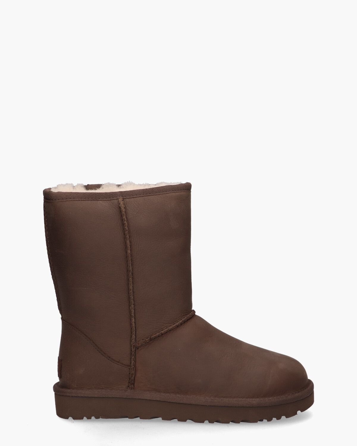 Classic Short Leather Donkerbruin Dames Enkelboots