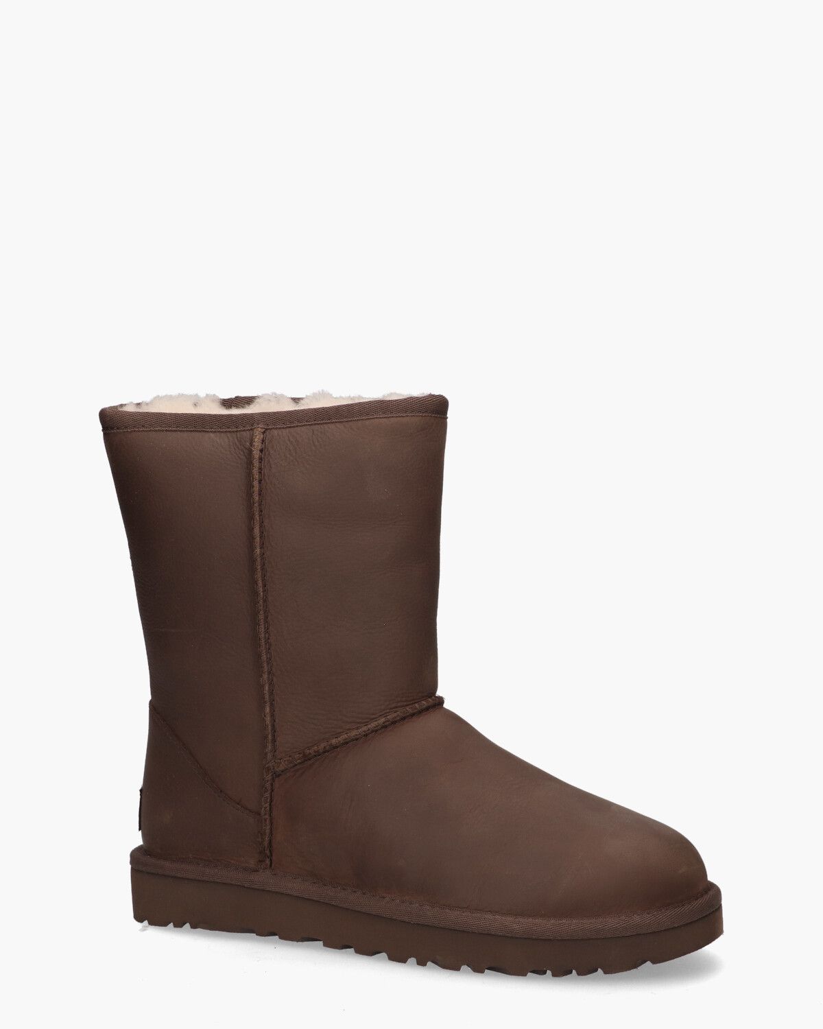 Classic Short Leather Donkerbruin Dames Enkelboots