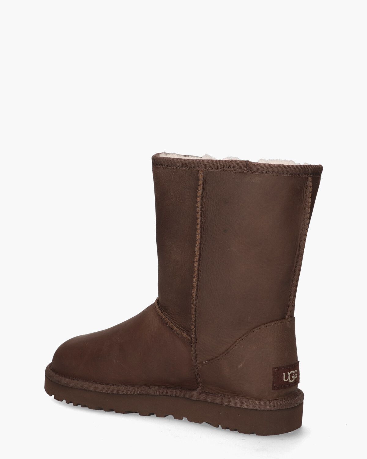 Classic Short Leather Donkerbruin Dames Enkelboots