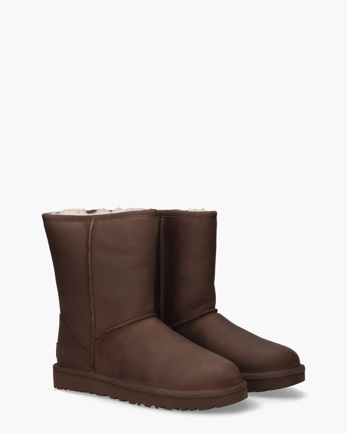 Classic Short Leather Donkerbruin Dames Enkelboots