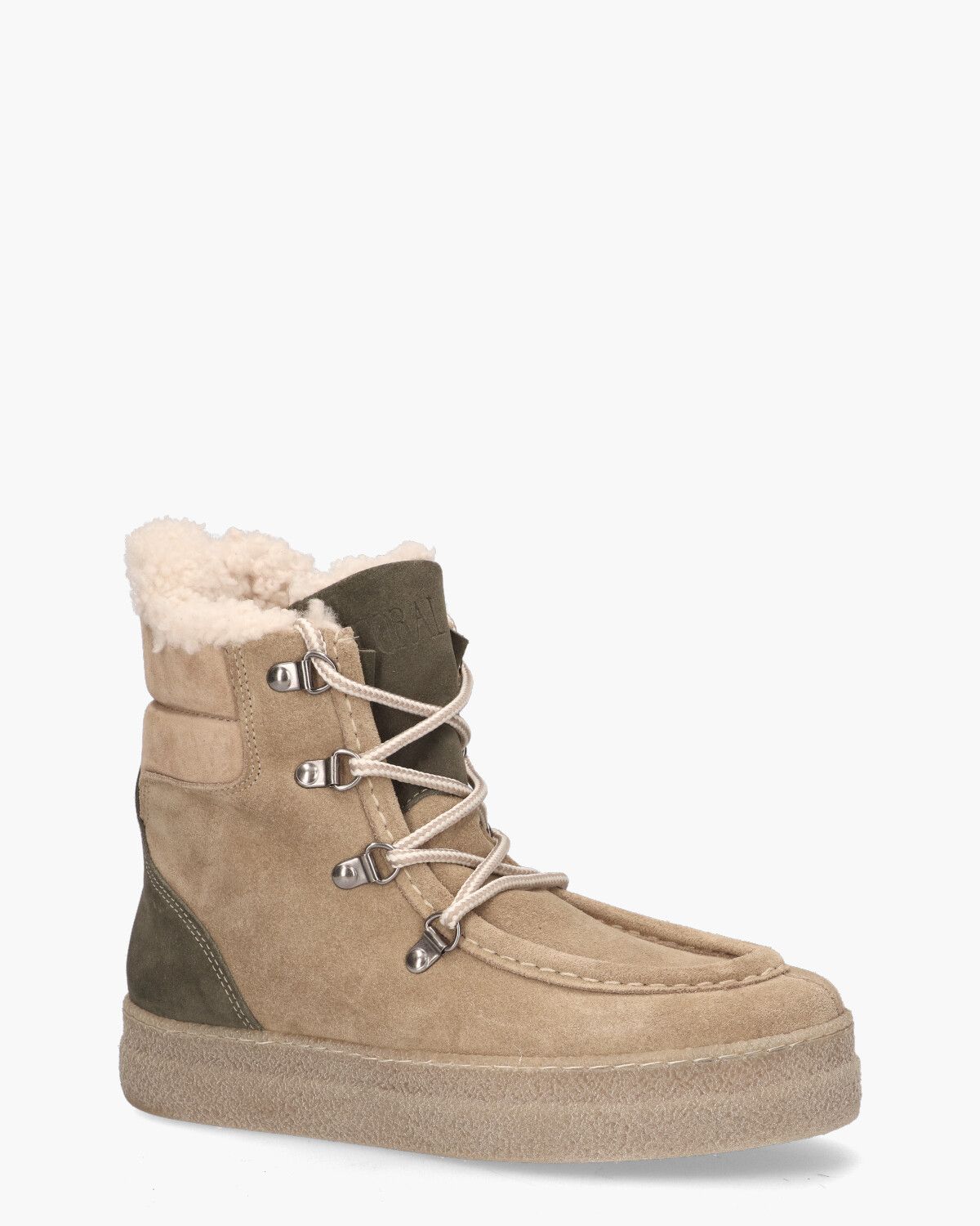 TL-12780 Beige/Groen Dames Veterboots