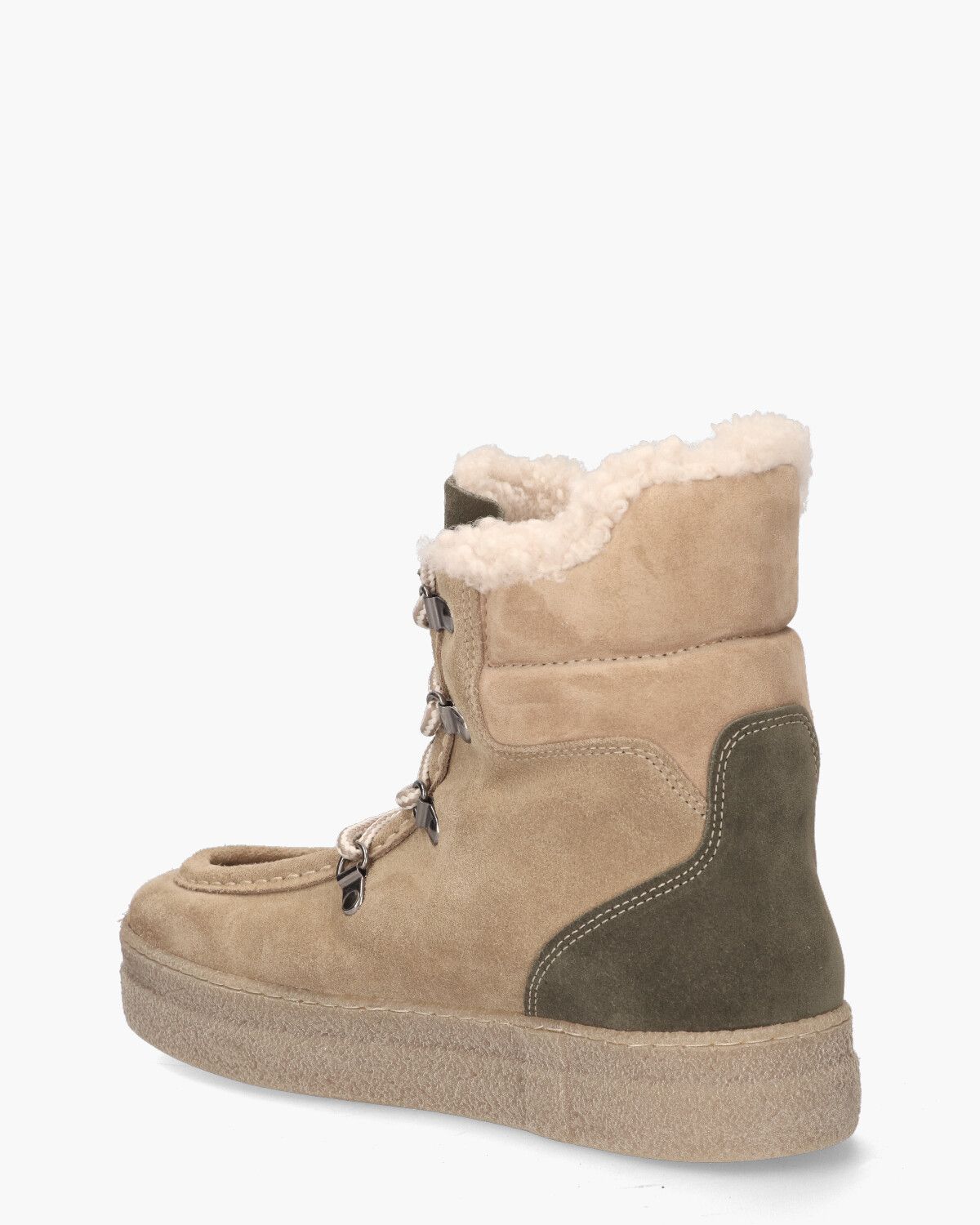TL-12780 Beige/Groen Dames Veterboots
