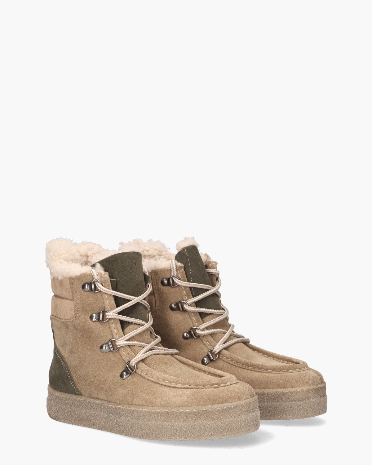 TL-12780 Beige/Groen Dames Veterboots