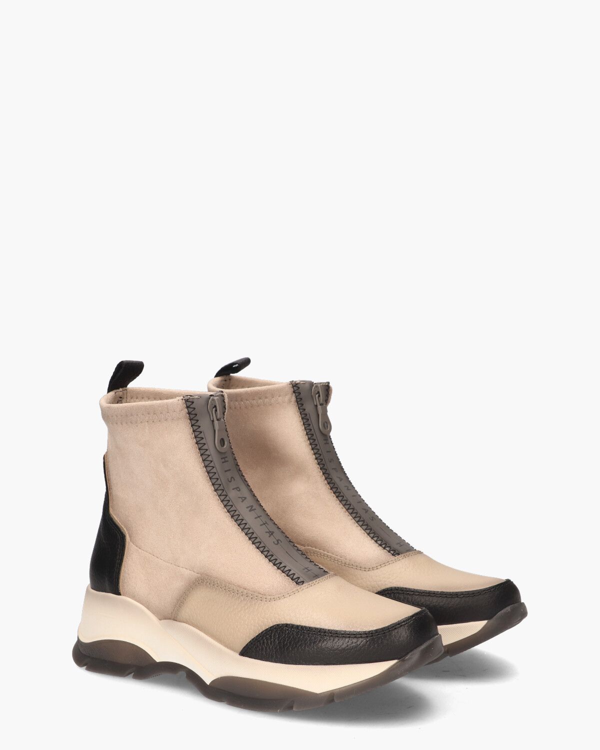 Andes Beige/Zwart Dames Enkelboots