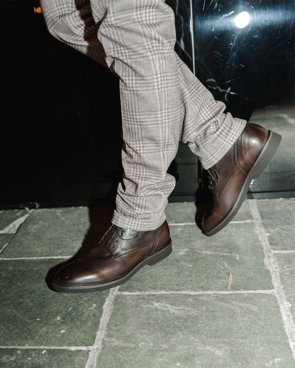 18404E Donkerbruin Heren Veterboots