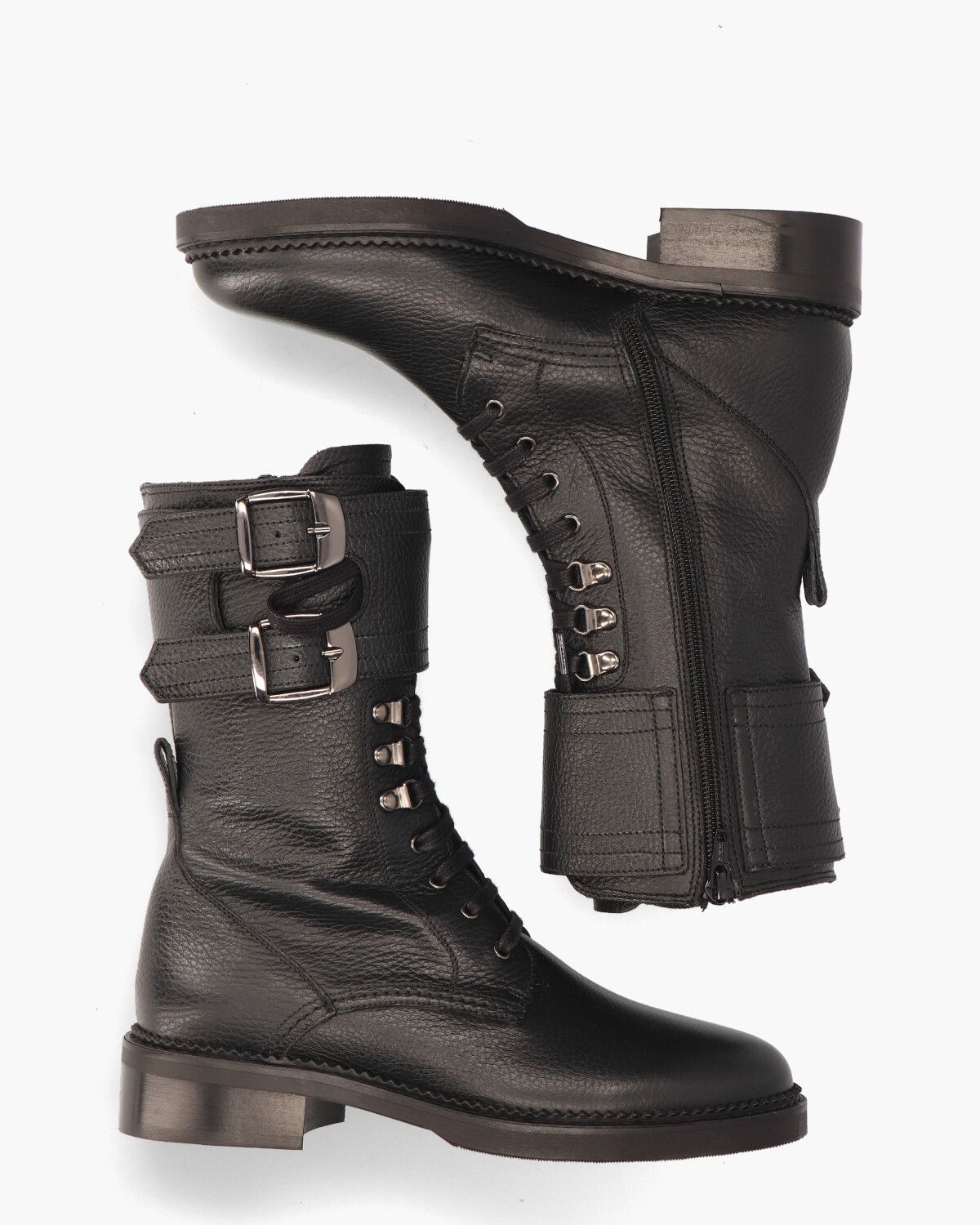 31119 Zwart Dames Veterboots