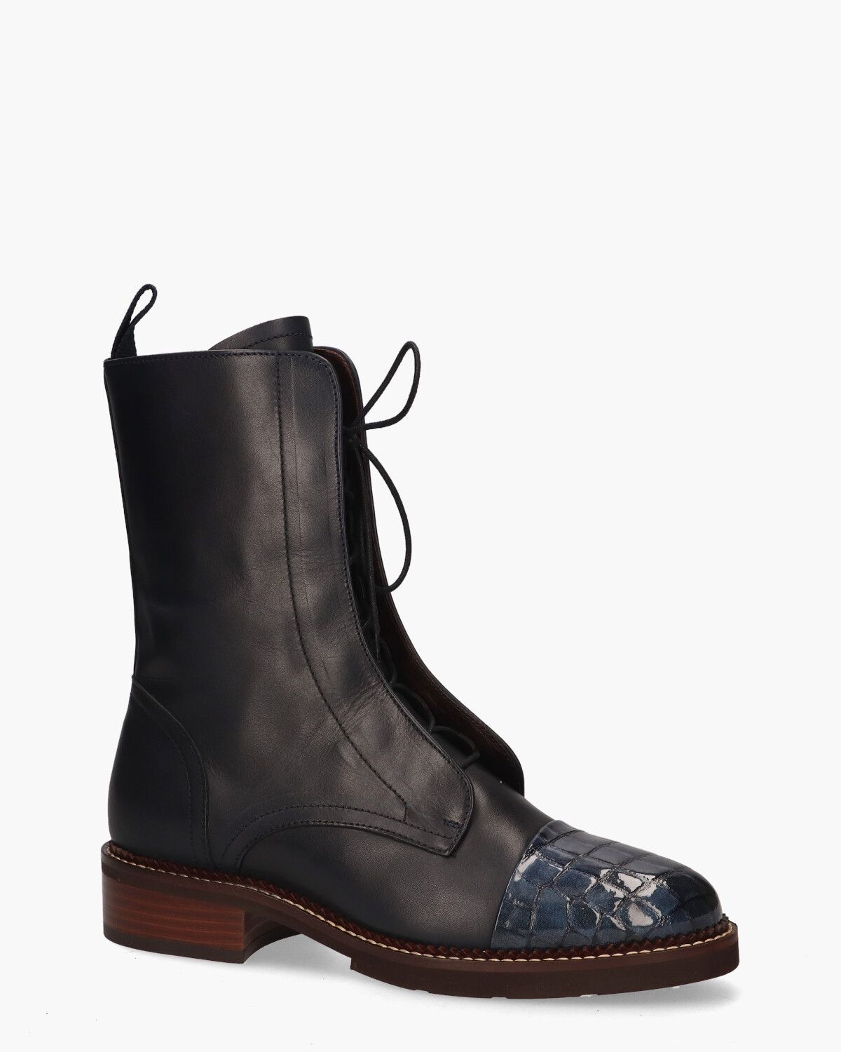 32105 Donkerblauw Dames Veterboots
