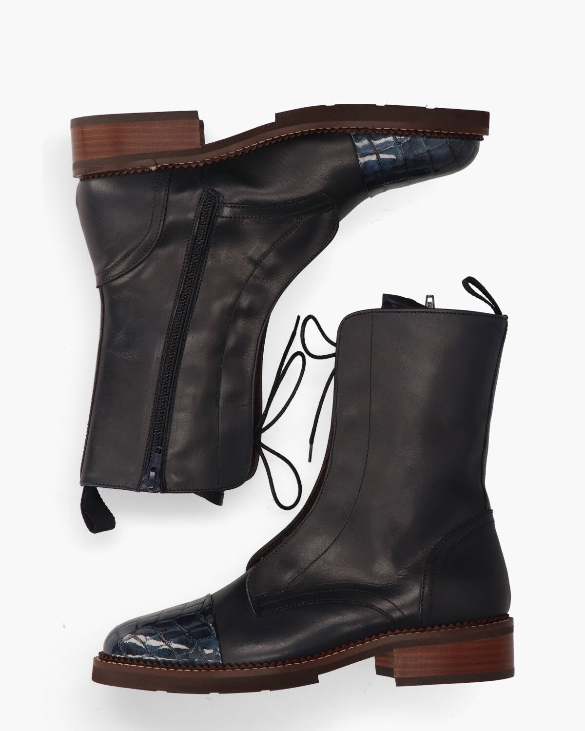 32105 Donkerblauw Dames Veterboots