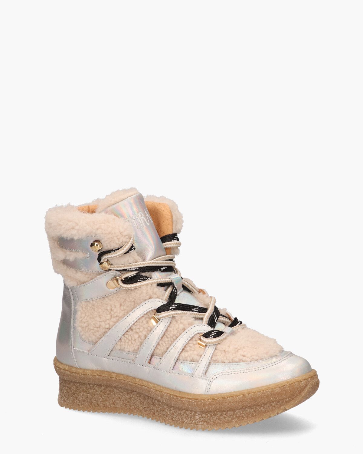 TL-12771 Ecru/Zilver Dames Veterboots