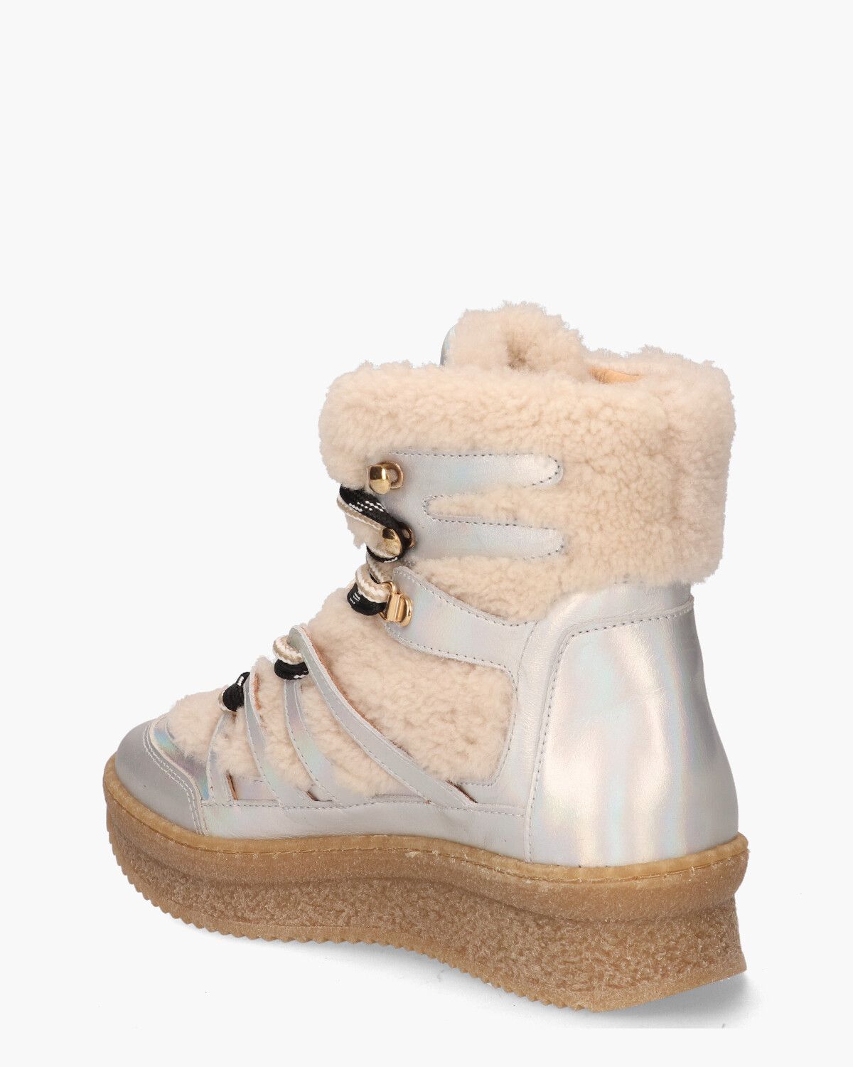 TL-12771 Ecru/Zilver Dames Veterboots