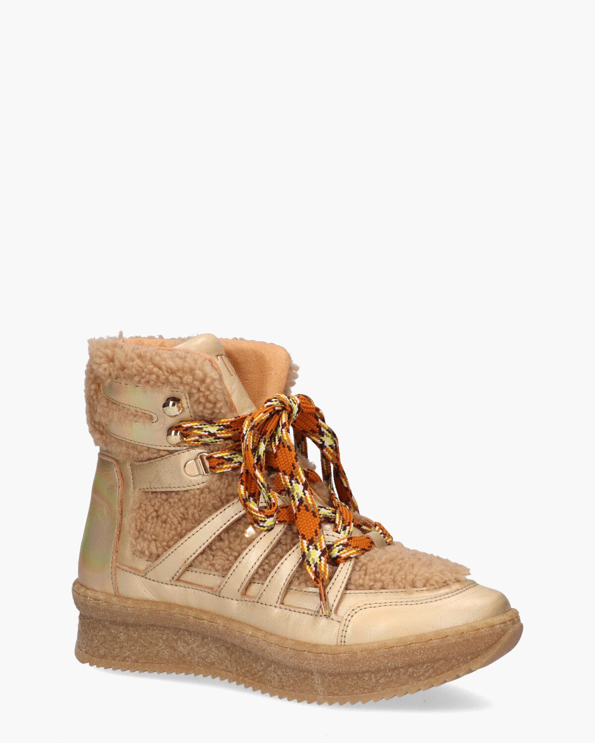 TL-12771 Bruin/Goud Dames Veterboots