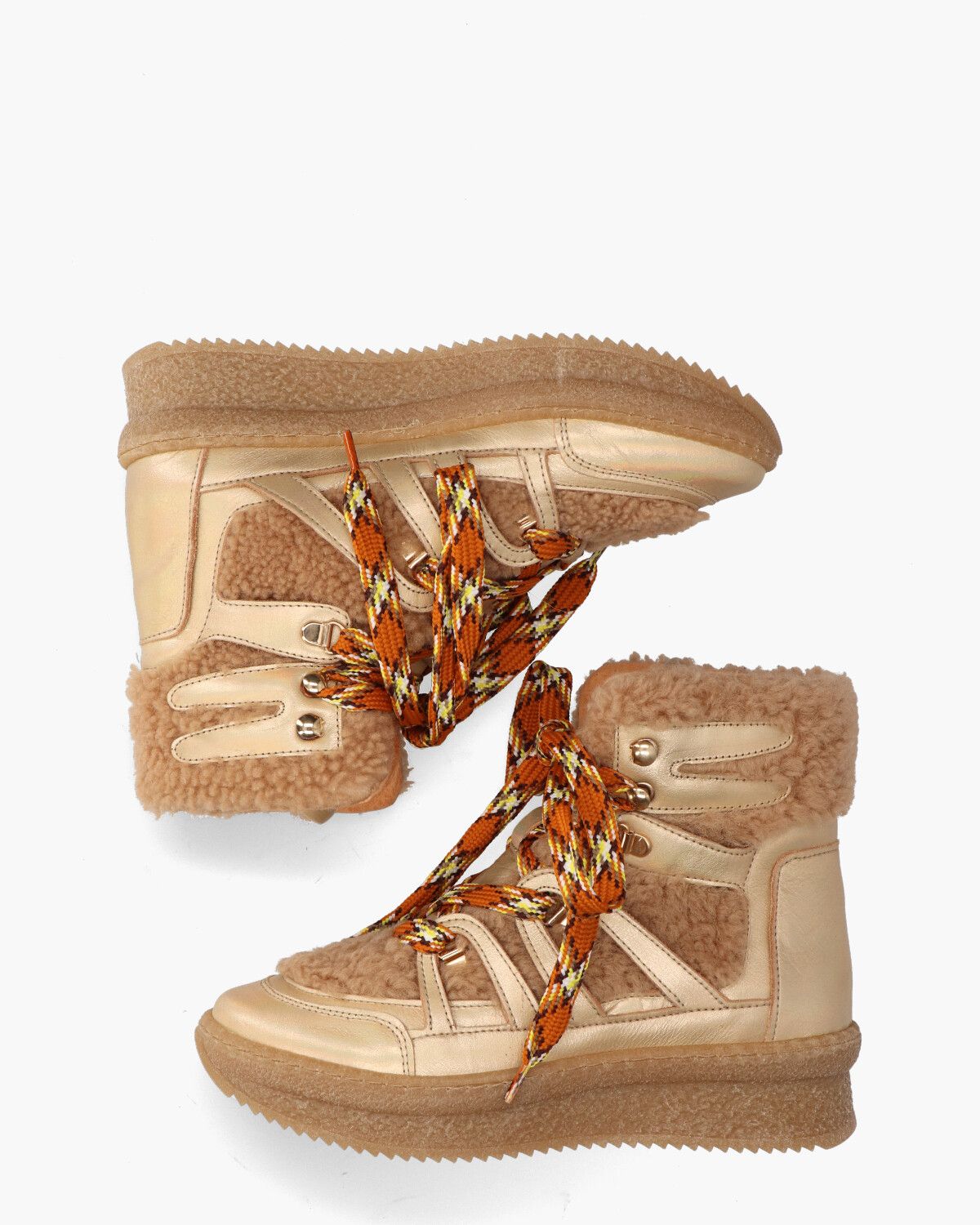 TL-12771 Bruin/Goud Dames Veterboots